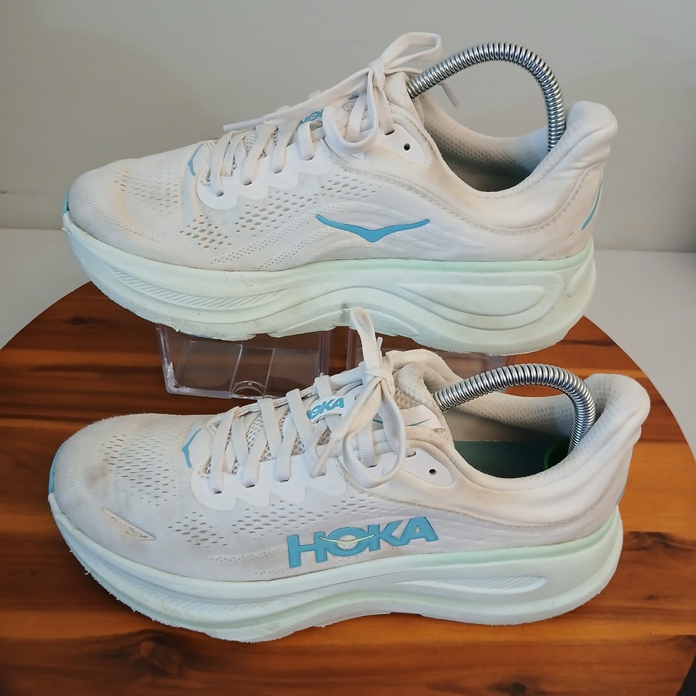Hoka One One Bondi 9 Women 9B White Frost Running Shoes Sneakers 1162012 FTCL